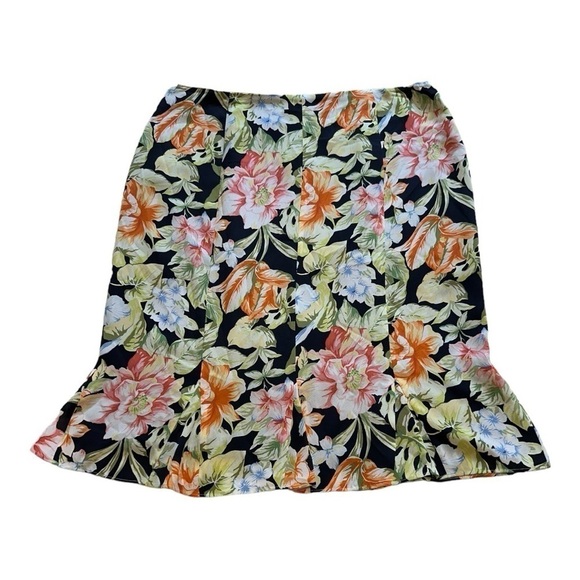 Talbots Floral Flounce Skirt 100% Silk - Size 16 - Picture 1 of 8